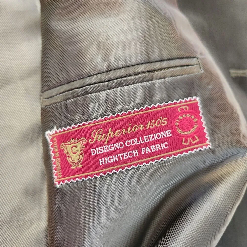 Caravelli Men's Super 150s Dark Gray Pinstripe 2 Pc Suit Jacket 40L Pants 40x32